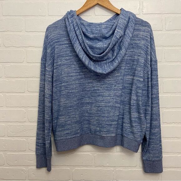 Gap Cornflower Blue Oversized Knit Hoodie Sweater Size M Casual Cozy - Picture 4 of 12